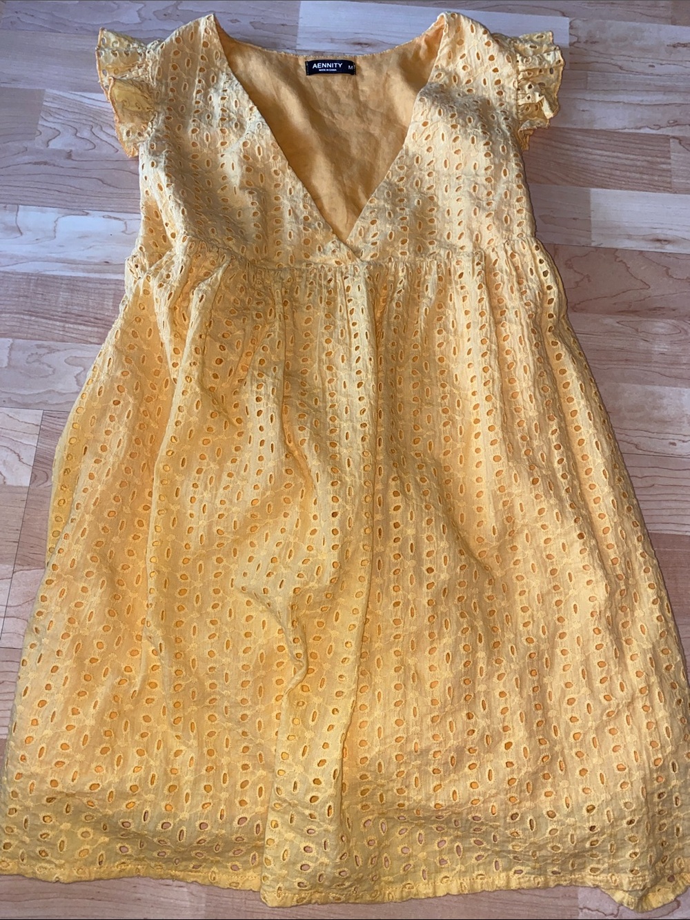 Sweet Yellow Eyelet Mini Dress